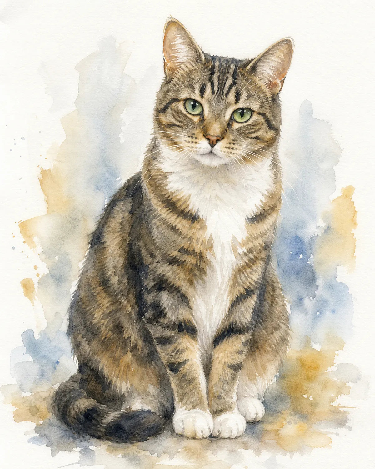 Getigerte Katze als Aquarell